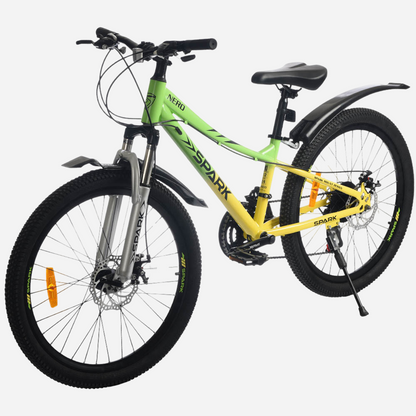 Spark NERO 24" підлітковий MTB — вигляд спереду зліва, дискові гальма та амортизаційна вилка