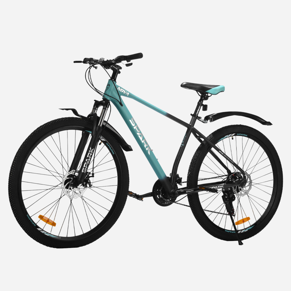 Spark NOVA 29" сталева рама 19" — вигляд спереду, амортизаційна вилка та дискові гальма