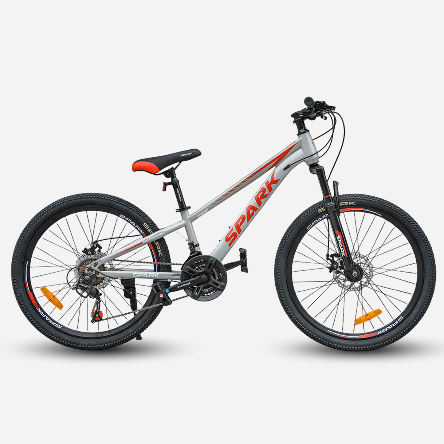 Гірський велосипед Spark RIDE 24" сірий — лівий профіль, сталева рама 11", трансмісія Shimano, дискові гальма 160 мм