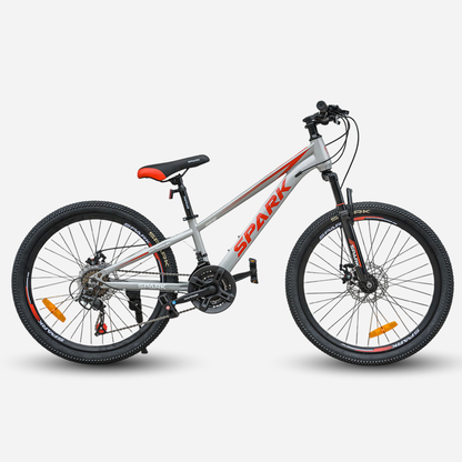 Гірський велосипед Spark RIDE 24" сірий — лівий профіль, сталева рама 11", трансмісія Shimano, дискові гальма 160 мм