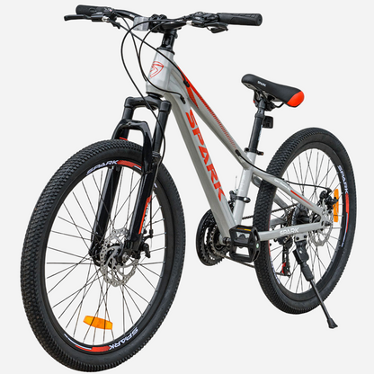 Гірський велосипед Spark RIDE 24" сірий — вид спереду, дискове гальмо 160 мм, амортизаційна вилка, манетки Shimano