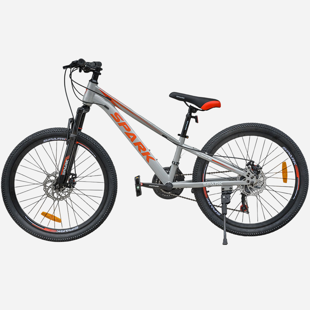 Гірський велосипед Spark RIDE 24" сірий — правий профіль, хардтейл рама 11", колеса 24 дюйми, задній перемикач Shimano