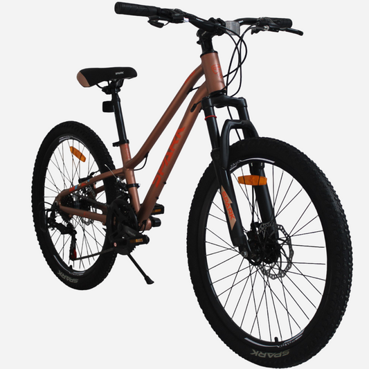 Гірський велосипед Spark ROAD 24" алюмінієва рама 11", вид спереду, амортизаційна вилка та дискові гальма