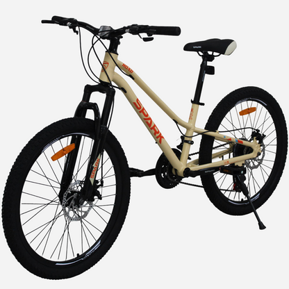 Гірський велосипед Spark ROAD 24" вид спереду зліва, кермо SHIMANO та складана підніжка