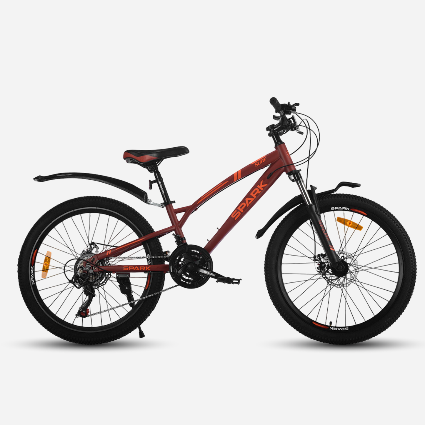 Гірський велосипед Spark SURF 24" сталева рама 12" — вид збоку, колір бордо