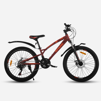 Гірський велосипед Spark SURF 24" сталева рама 12" — вид збоку, колір бордо