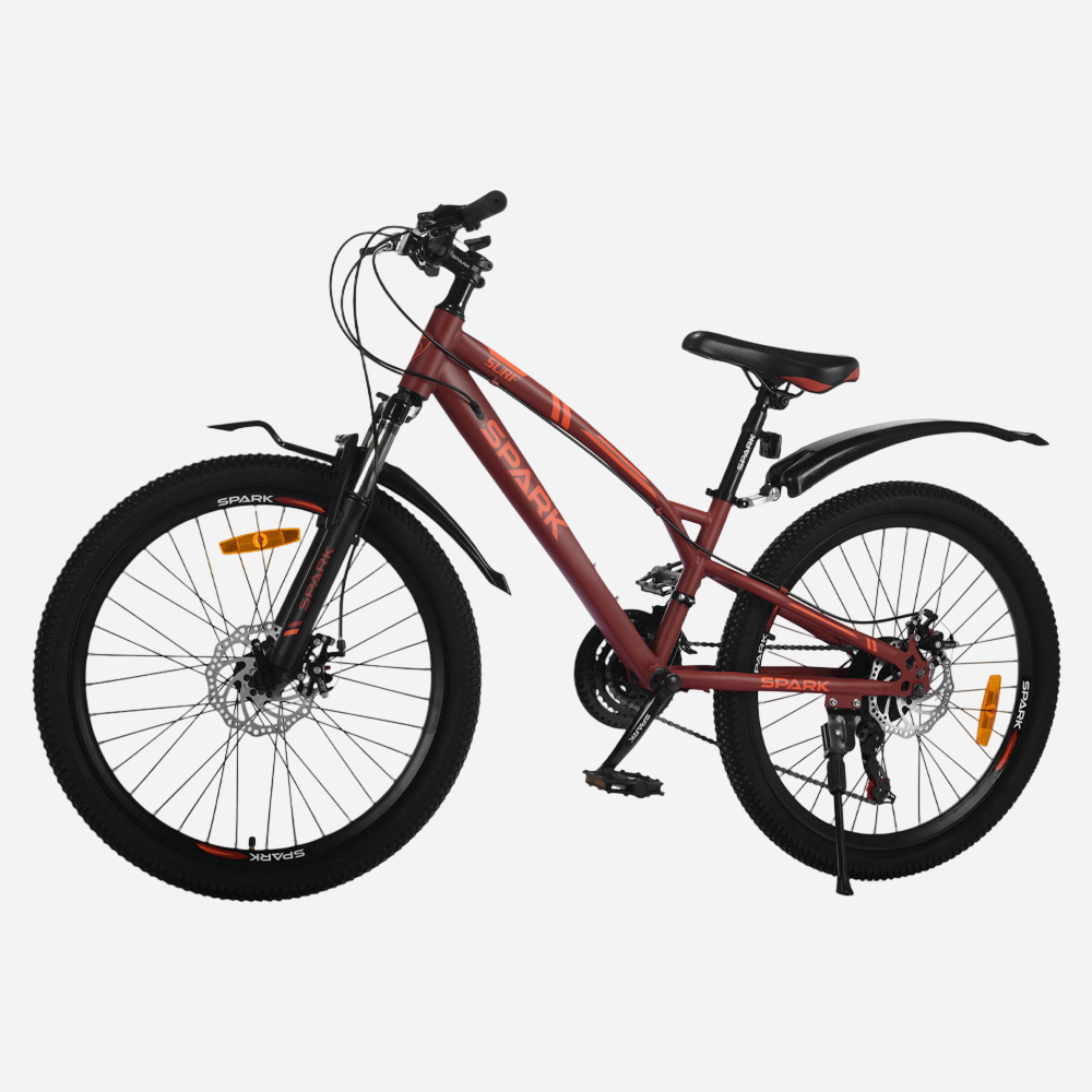 Гірський велосипед Spark SURF 24" сталева рама 12" — вид зліва, колір бордо