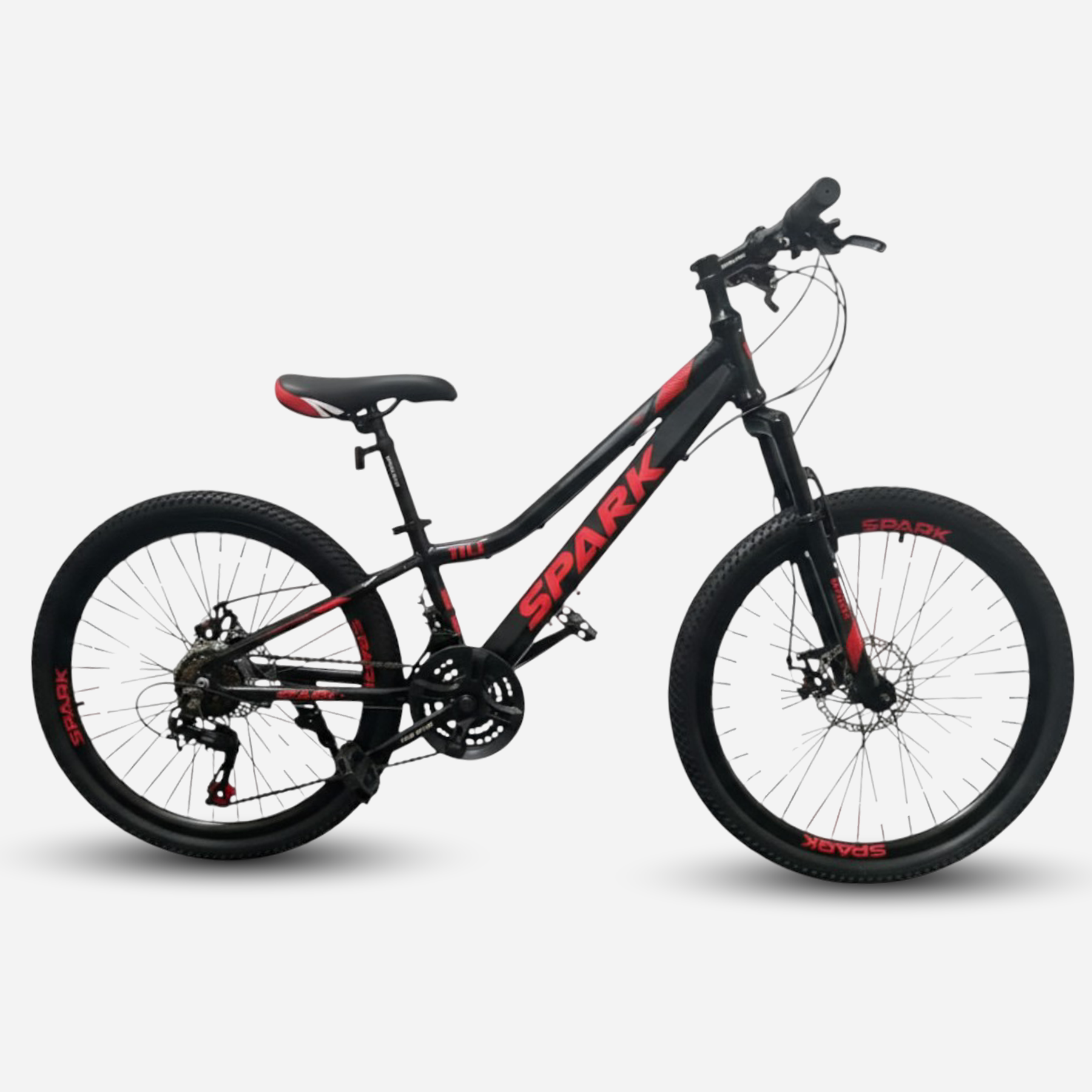 Гірський велосипед Spark TILL 24" чорно-червоний, вид збоку зліва