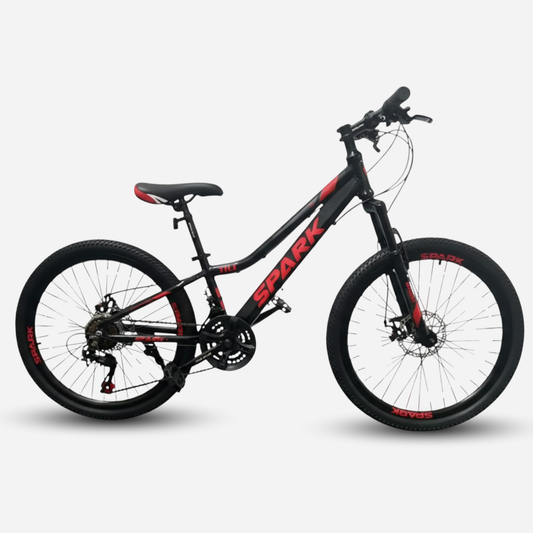 Гірський велосипед Spark TILL 24" чорно-червоний, вид збоку зліва