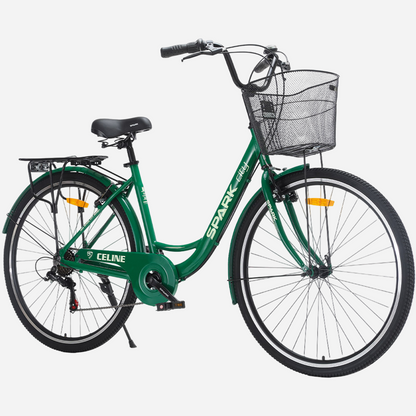 SPARK CITY CELINE 28" зелений міський велосипед з кошиком, алюмінієва рама 18"