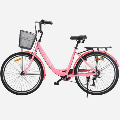 SPARK CITY CELINE 26" рожевий — вид з лівого боку, трансмісія Shimano та підніжка