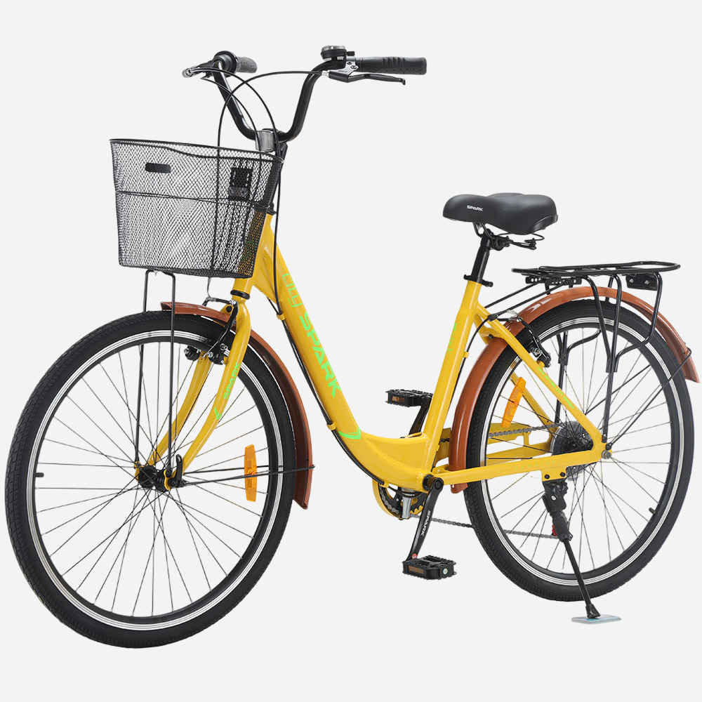 Міський велосипед SPARK CITY TEYA 26" — вид спереду-збоку, передній кошик