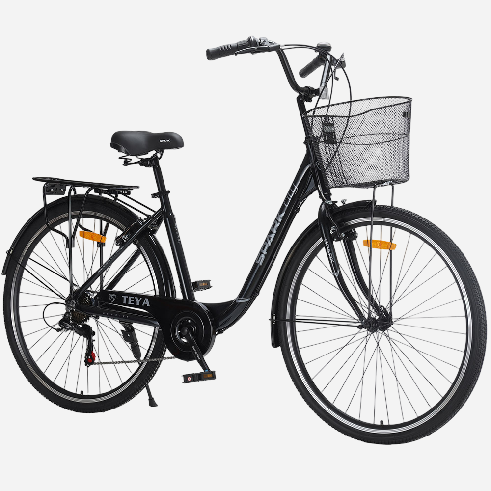 SPARK CITY TEYA 28" міський велосипед, алюмінієва рама 18", Shimano 7 швидкостей, чорний
