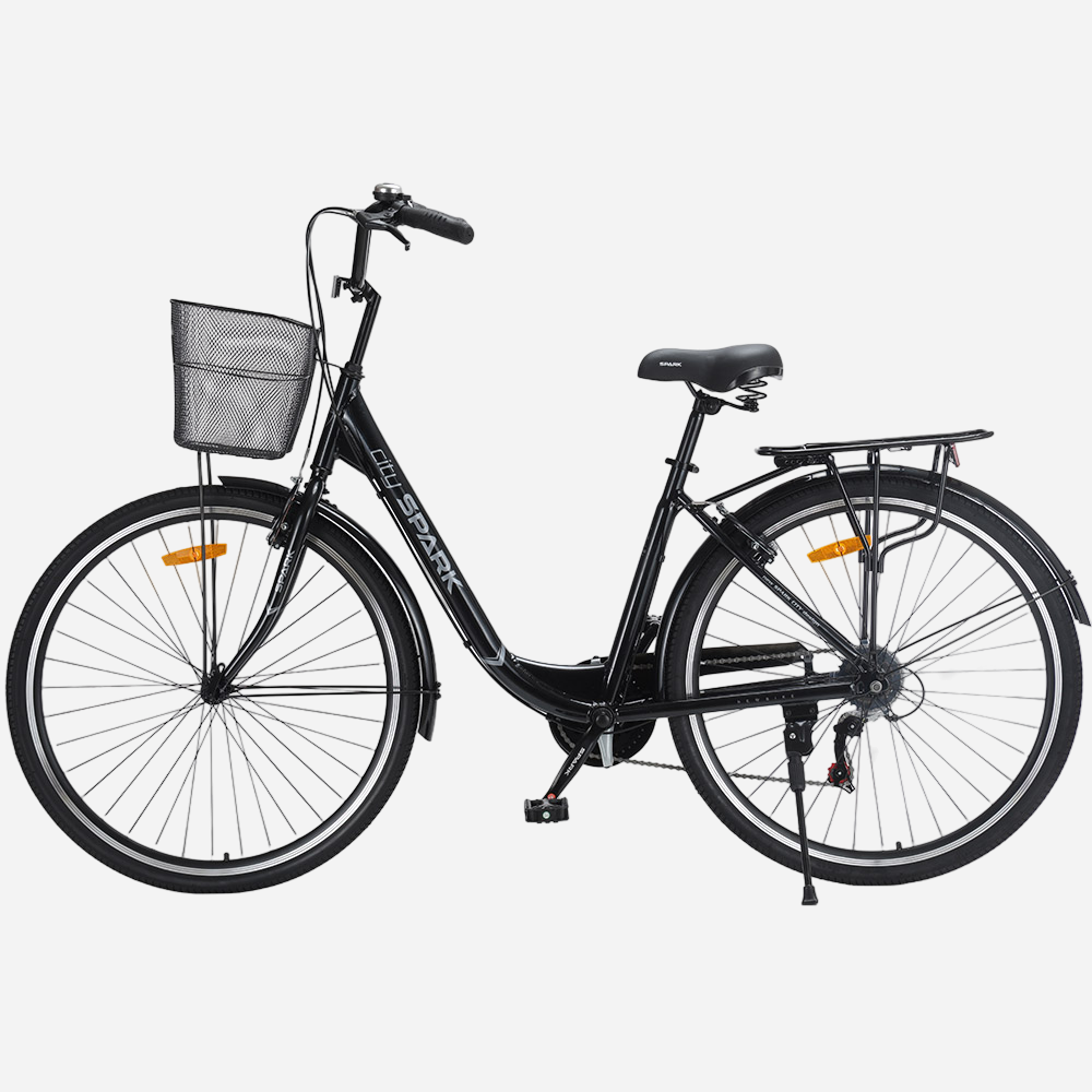 SPARK CITY TEYA 28" вид зліва, задній багажник, комфортне сідло з амортизацією, чорний