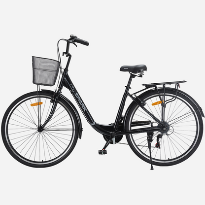 SPARK CITY TEYA 28" вид зліва, задній багажник, комфортне сідло з амортизацією, чорний