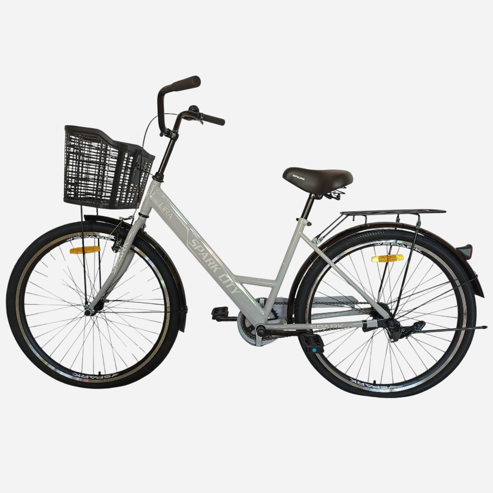  Міський велосипед SPARK CITY LIRA 26" — вигляд з лівого боку, напис SPARK CITY на рамі, багажник та крила