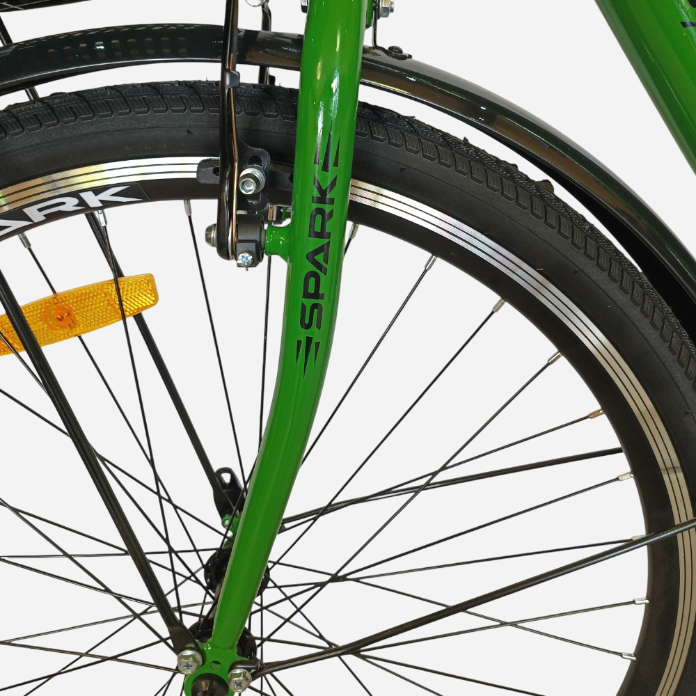 SPARK CITY SOLA 26" — передня вилка SPARK, гальмо V-brake, подвійний обід та жовтий світловідбивач