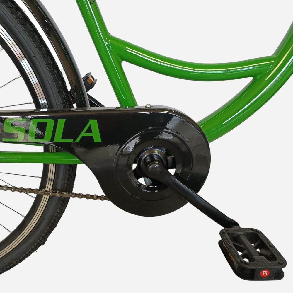 SPARK CITY SOLA 26" — захисний кожух каретки SOLA, ланцюговий привід та пластикова педаль