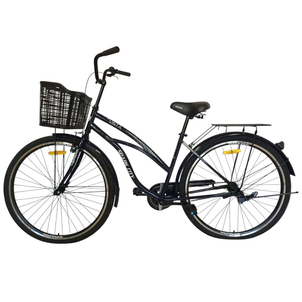 Міський велосипед Spark City Vista 28" чорний з кошиком, вид спереду