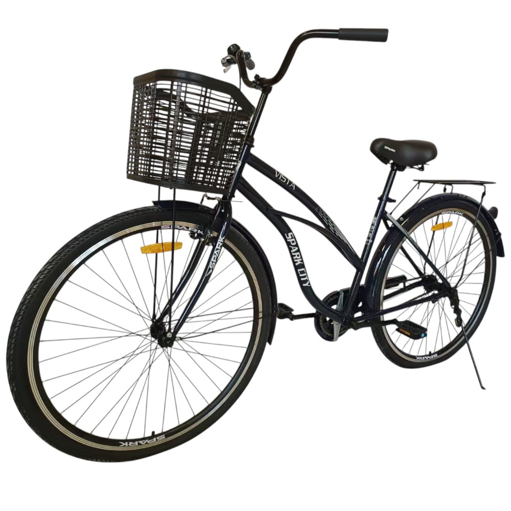 Велосипед Spark City Vista 28" Spark City — вид під кутом з кошиком та заднім багажником