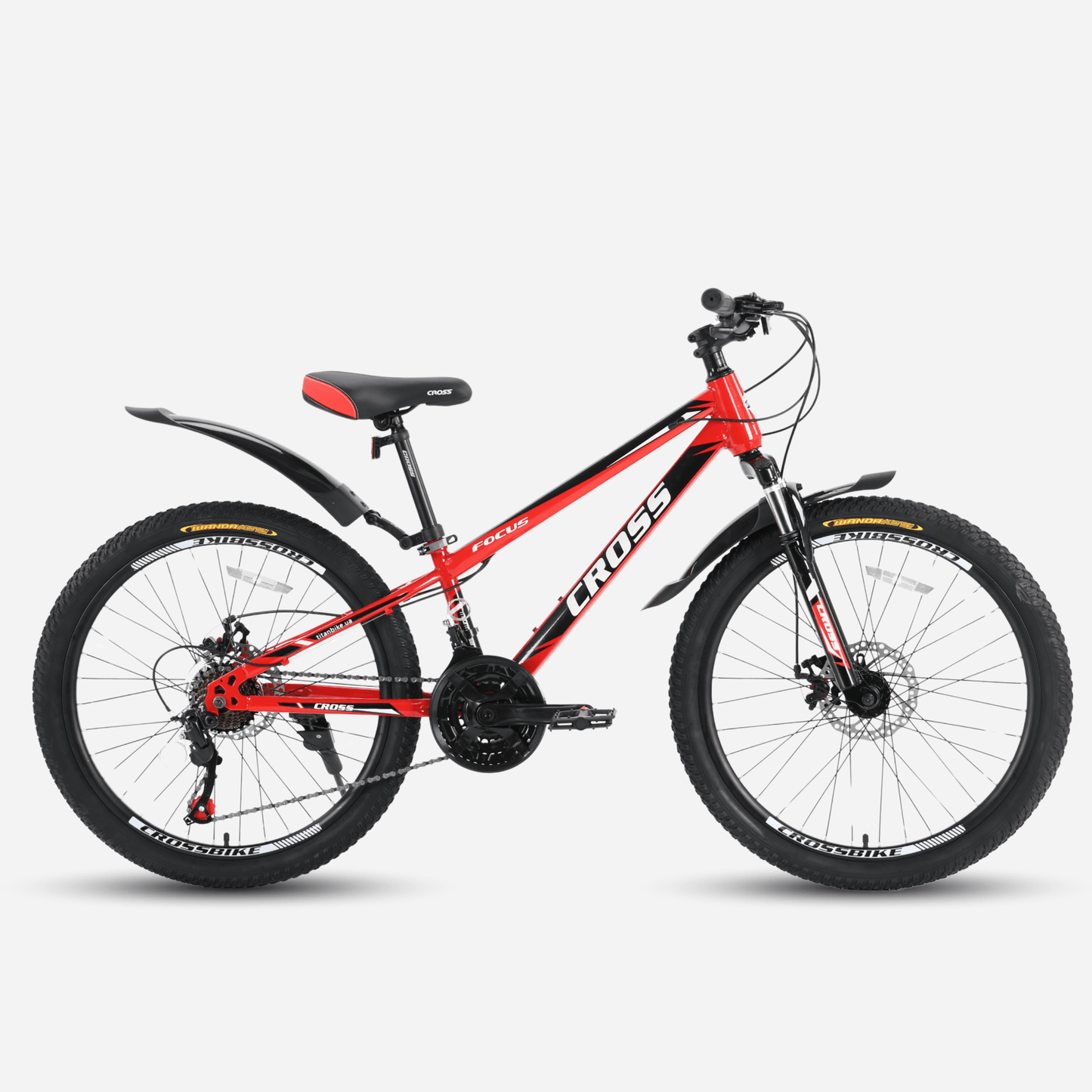 Велосипед Cross Focus 24" червоний, хардтейл, дискові гальма, 21 швидкість Shimano