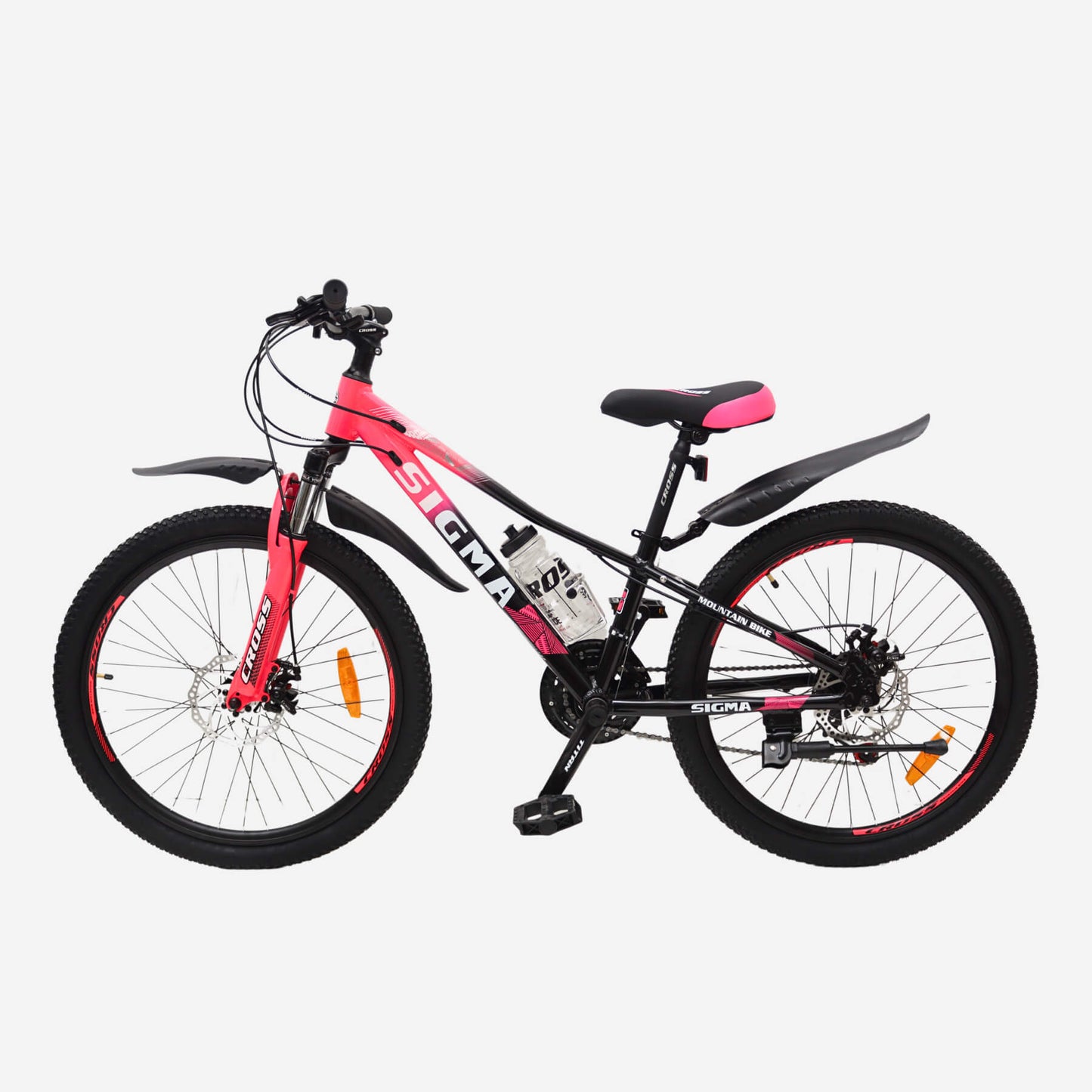 Cross Sigma 2026 24" 11" рожево-чорний MTB — амортизаційна вилка та Shimano трансмісія