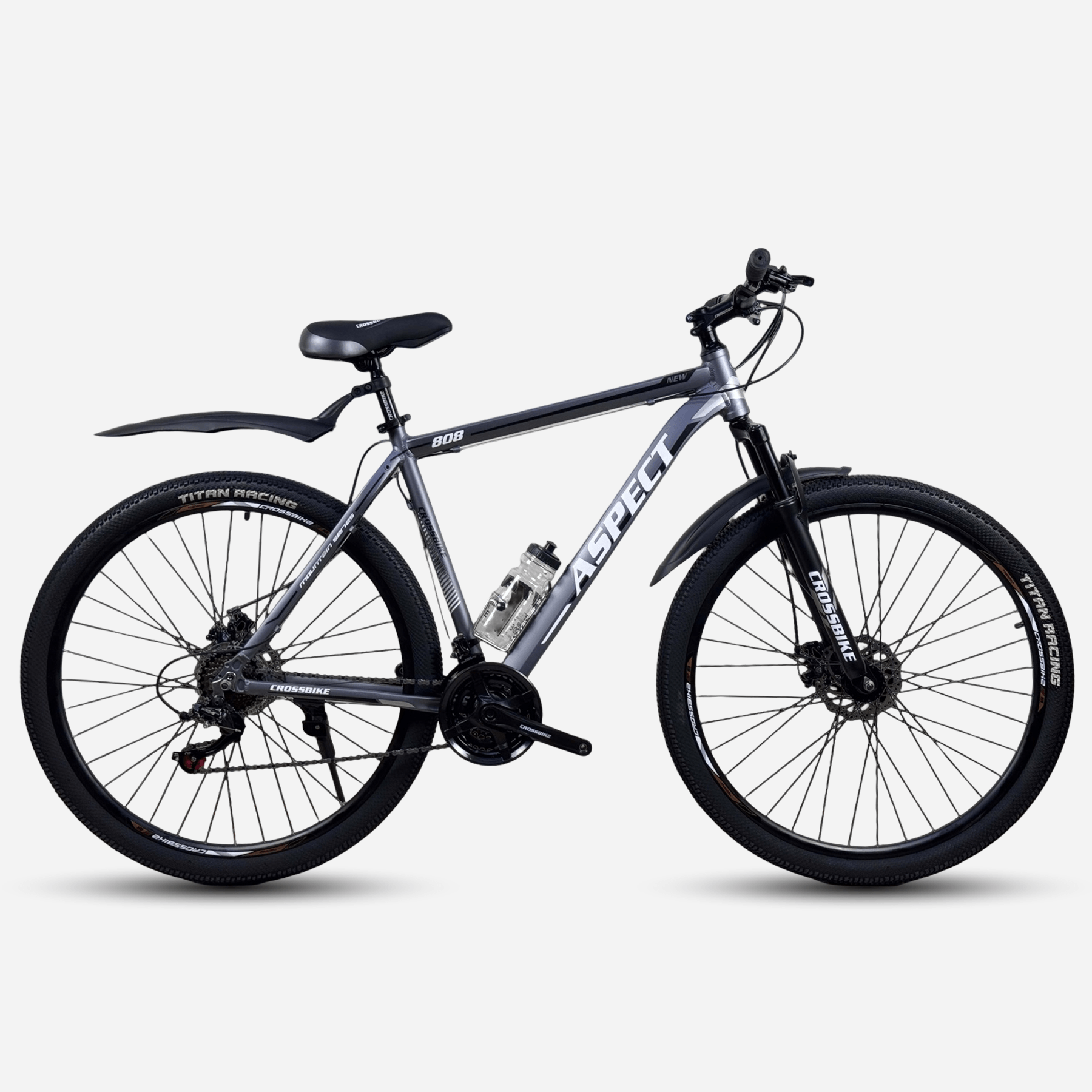 Гірський велосипед CrossBike Aspect 808 29" сірий, вид збоку