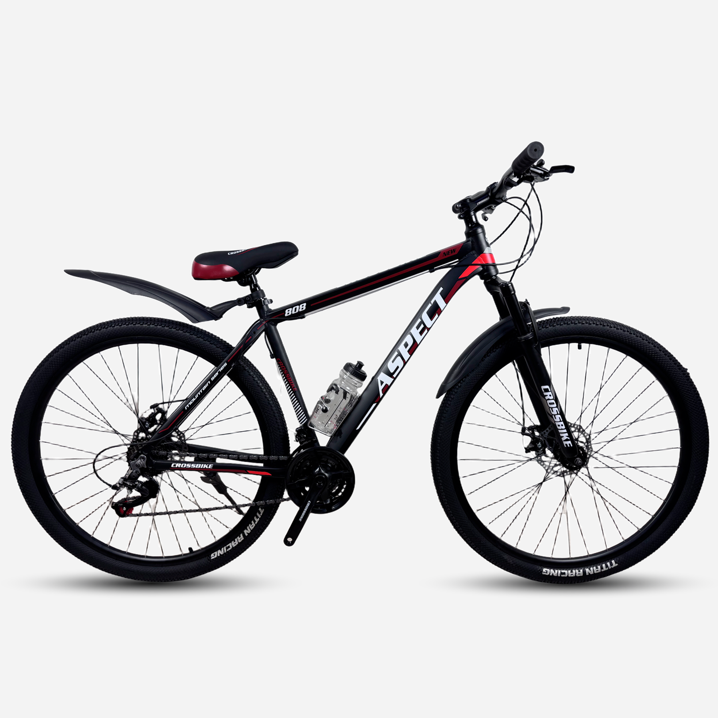 Гірський велосипед CrossBike Aspect 29" 21" чорно-червоний, вид збоку