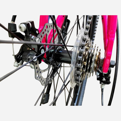 CrossBike Everest 26" — заднє колесо, дисковий ротор 160 мм, касета Shunfeng 7-speed, рожева рама