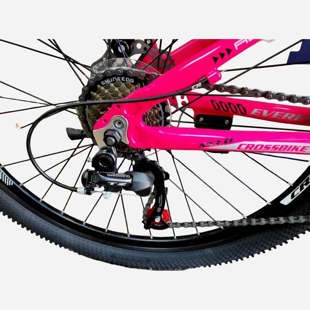 CrossBike Everest 26" — задній перемикач Shimano TZ, касета 7-speed, рожева рама серії Everest