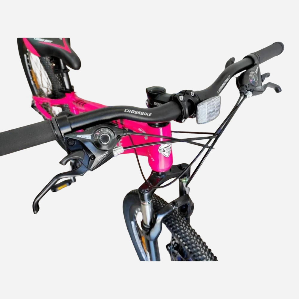 CrossBike Everest 26" — кермо CrossBike з манетками Shimano, гальмівні ручки, амортизаційна вилка