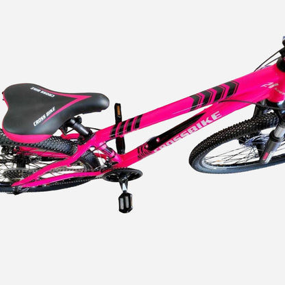 Гірський велосипед CrossBike Everest 26" рожевий — MTB сідло CrossBike, рама 13", педалі NECO, підніжка
