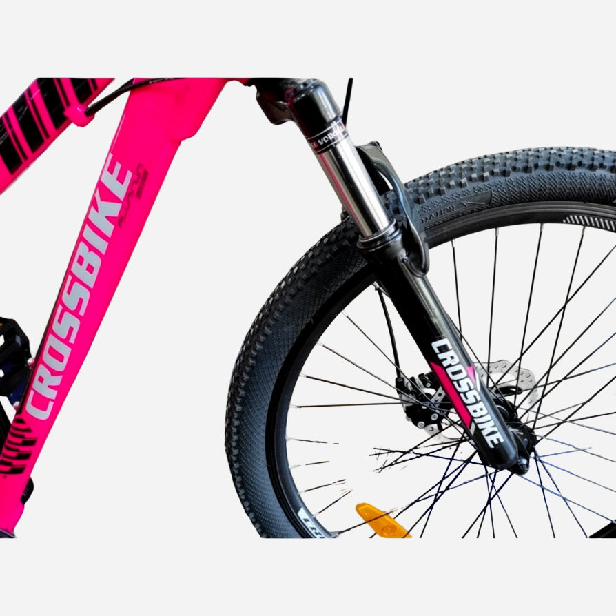 CrossBike Everest 26" — амортизаційна вилка CrossBike, переднє колесо з дисковим гальмом, рожева рама