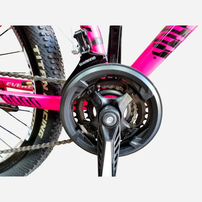 CrossBike Everest 26" — система шатунів Shimano, потрійна зірка, ланцюг, рожева рама серії Everest