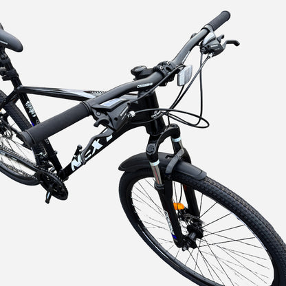 CrossBike Next 2025 — кермо, амортизаційна вилка, дискове гальмо переднього колеса