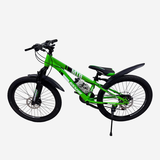 CrossBike Rockfire 26" зелений, вид ззаду з підніжкою та заднім крилом