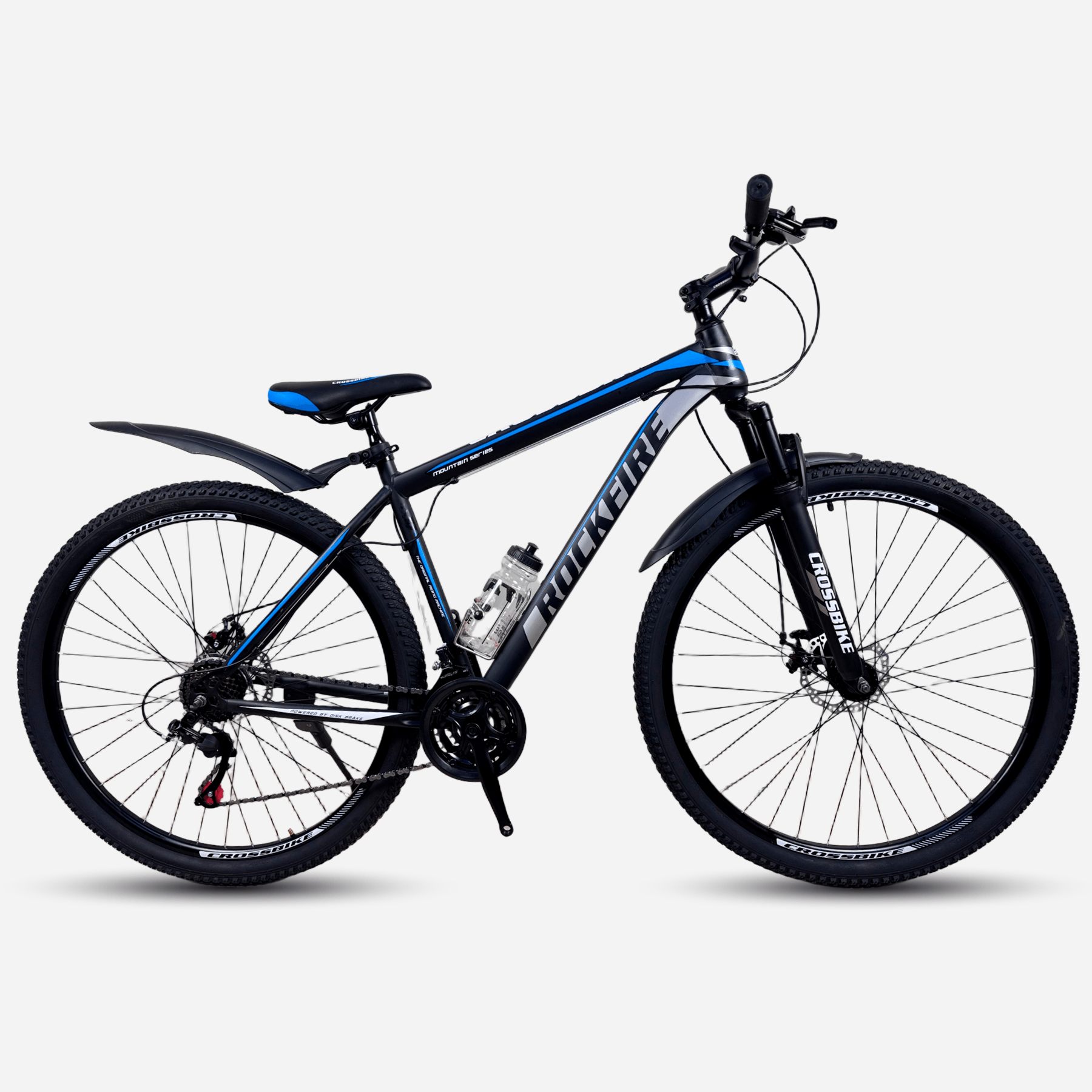 Гірський велосипед CrossBike Rockfire 29" чорно-синій, вид збоку