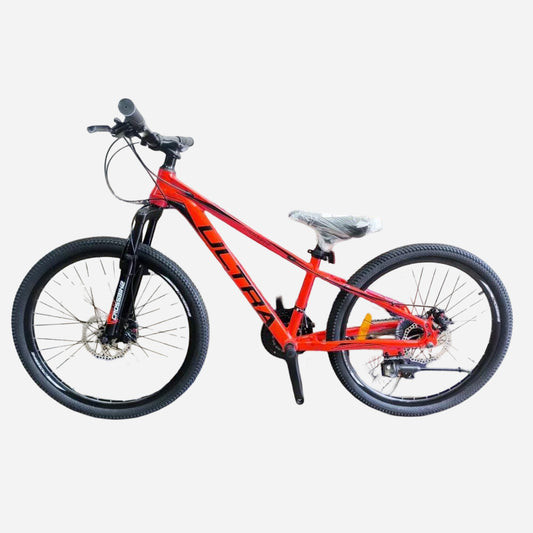 Гірський велосипед CrossBike Ultra 24" червоний, хардтейл MTB, алюмінієва рама 12", вид збоку