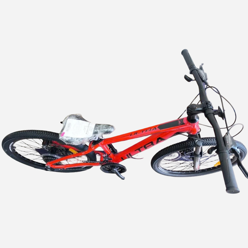 CrossBike Ultra 24" MTB червоний хардтейл, алюмінієва рама 12", вид зверху, колеса 24 дюйми