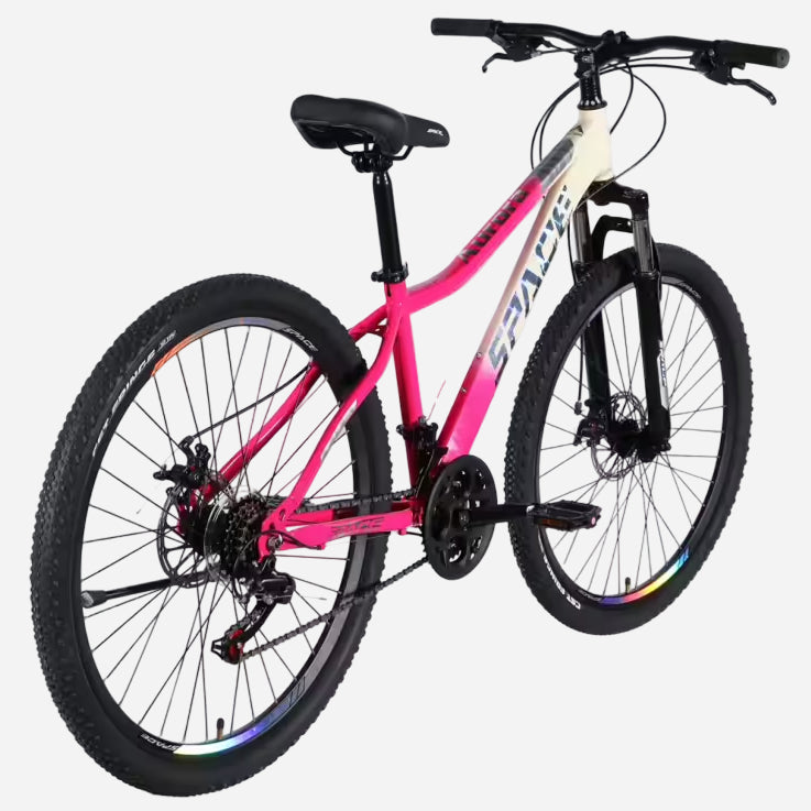 Жіночий MTB велосипед SPACE AURORA 27.5" рама 15", вид ззаду збоку, дискові гальма