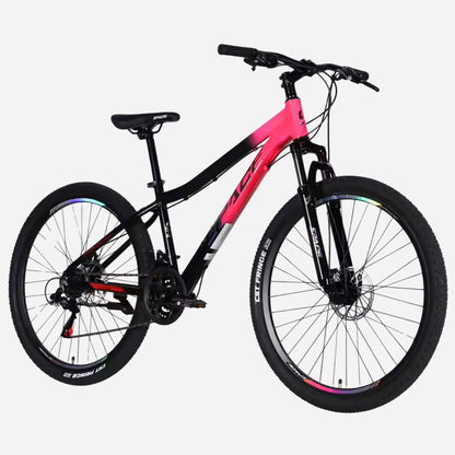 Жіночий MTB SPACE LYRA 27.5" рожево-чорний — вид спереду, алюмінієва рама 15"